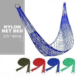 Nylon Hammock with Hooks - Mesh - Ocean Blue - Max Load 220lbs